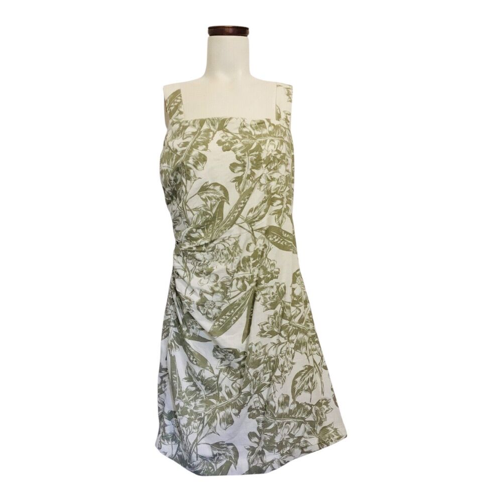 Green Floral Hawaiian ABERCROMBIE & FITCH Side Faux Wrap Lined Summer Dress Sz M